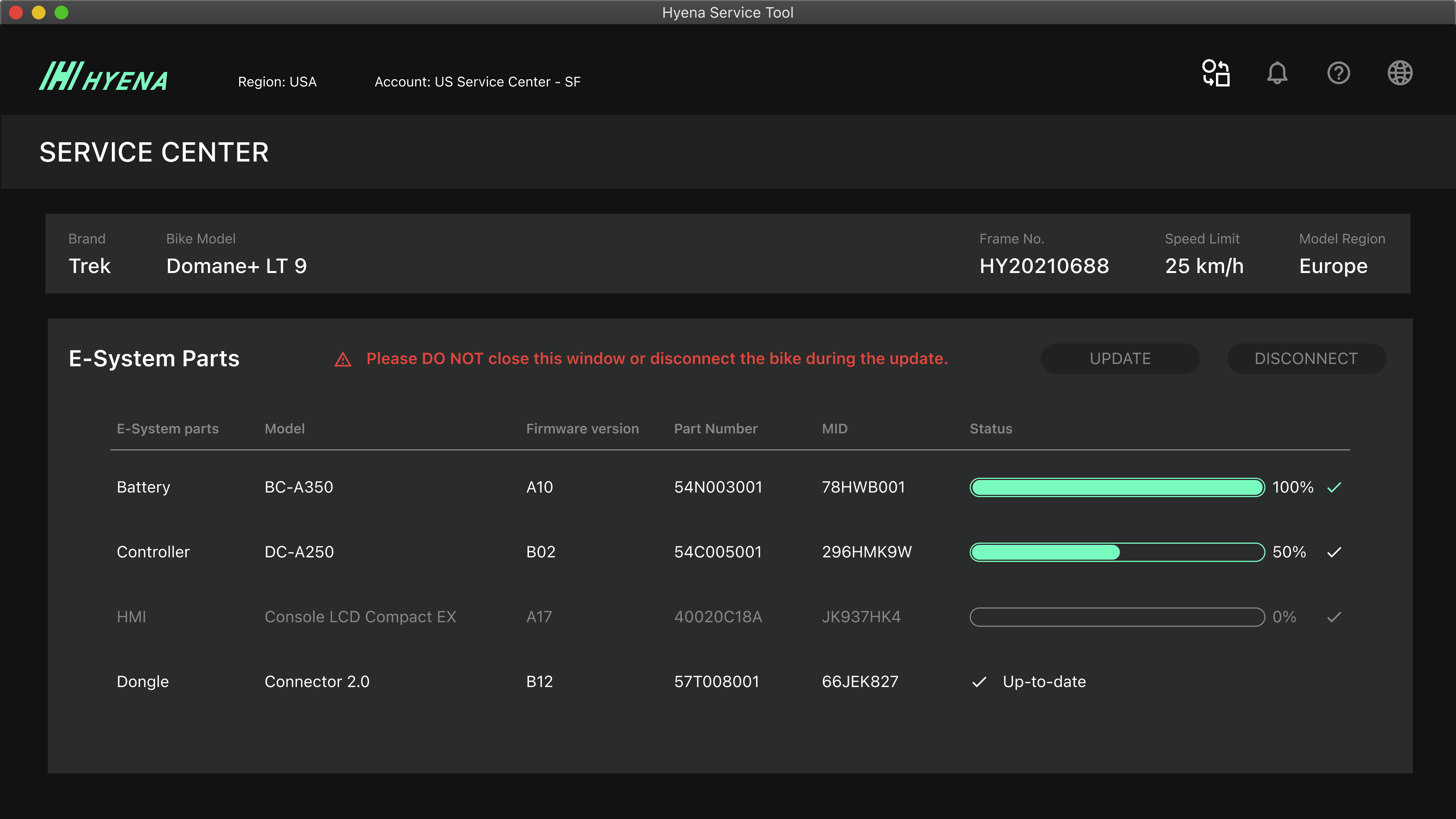 Serice Center Bike Upadting Page